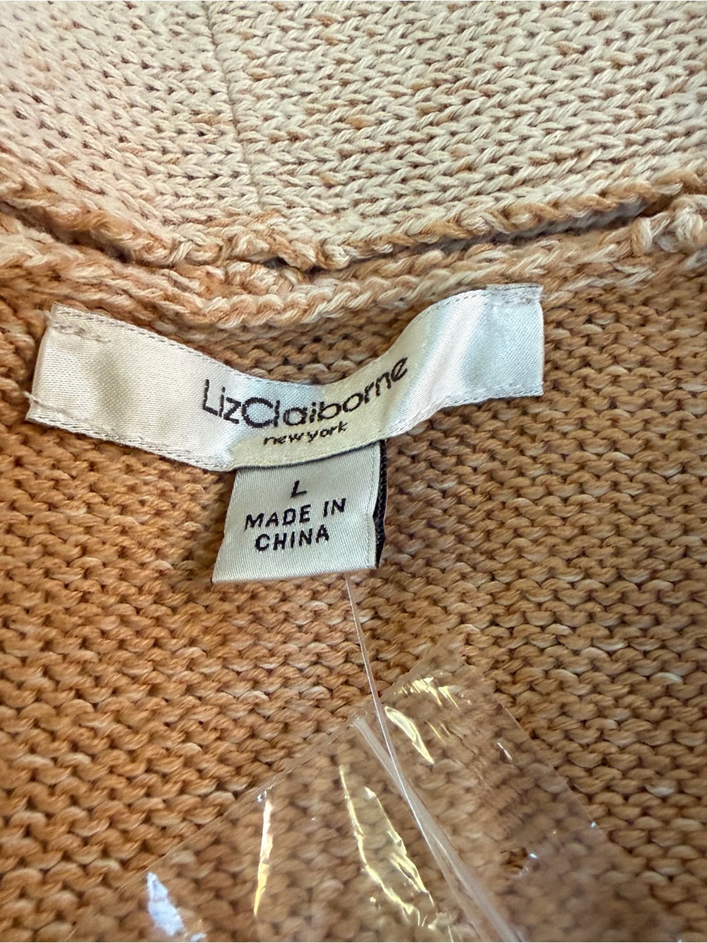 Liz Claiborne Cable-Trim Button Cardigan - Tan - Picture 6 of 7